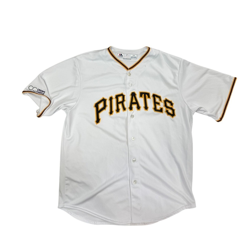 Pittsburgh Pirates MLB #1 Jersey Mens L Majestic Cool Base White Stitched